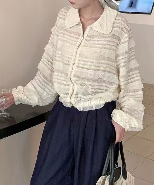 aimoha（アイモハ）の「フリルレースショートブルゾン（ブルゾン・レディース・ライトベージュ/ブラック・FREE）」の18枚目の写真