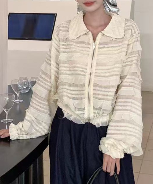 aimoha（アイモハ）の「フリルレースショートブルゾン（ブルゾン・レディース・ライトベージュ/ブラック・FREE）」の19枚目の写真