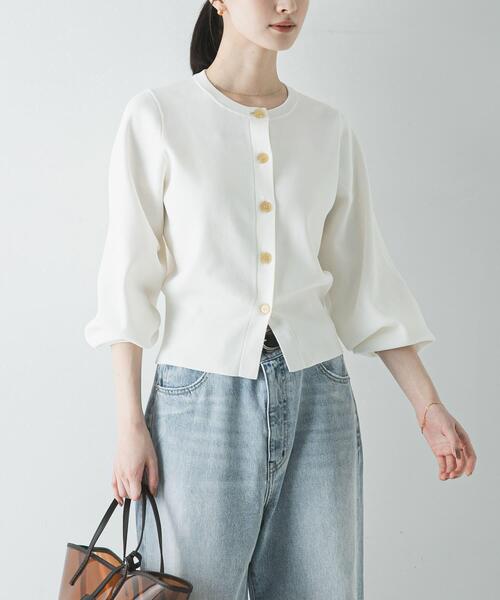 URBAN RESEARCH（アーバンリサーチ）の「コクーンスリーブカーディガン（カーディガン/ボレロ・レディース・ネイビー/オフホワイト・FREE）」の4枚目の写真