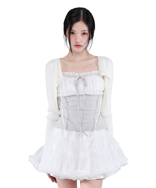 ALKI ALKA（アルキアルカ）の「Chiffon Ribbon Sleeveless (Light Gray)（Tシャツ/カットソー・レディース・ライトグレー・FREE）」の2枚目の写真