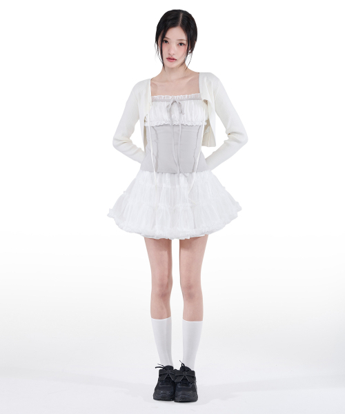 ALKI ALKA（アルキアルカ）の「Chiffon Ribbon Sleeveless (Light Gray)（Tシャツ/カットソー・レディース・ライトグレー・FREE）」の4枚目の写真