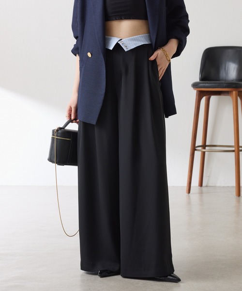 COLLAGE GALLARDAGALANTE(コラージュガリャルダガランテ)の「Nuel/ 2WAYハイウエストパンツ(スラックス・レディース・ブラック/モカ・FREE)」の1枚目の写真