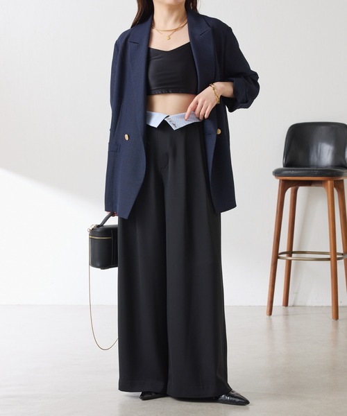 COLLAGE GALLARDAGALANTE(コラージュガリャルダガランテ)の「Nuel/ 2WAYハイウエストパンツ(スラックス・レディース・ブラック/モカ・FREE)」の4枚目の写真