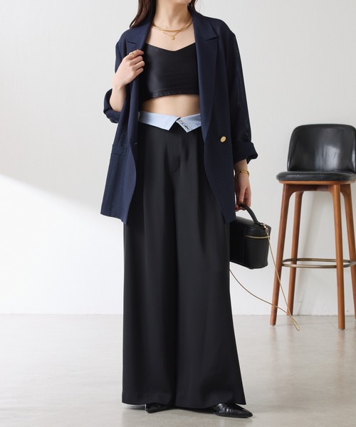 COLLAGE GALLARDAGALANTE(コラージュガリャルダガランテ)の「Nuel/ 2WAYハイウエストパンツ(スラックス・レディース・ブラック/モカ・FREE)」の5枚目の写真