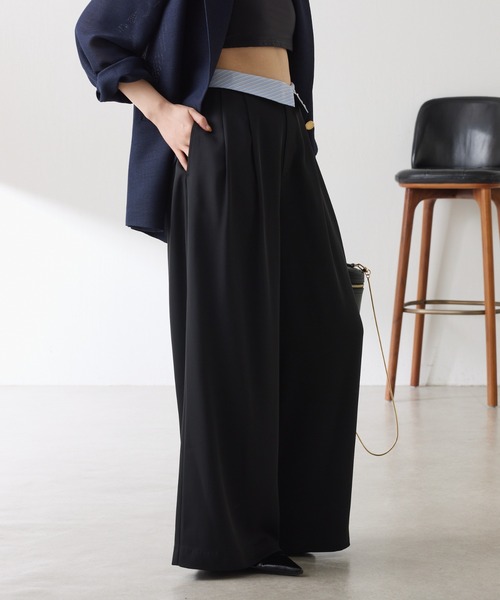 COLLAGE GALLARDAGALANTE(コラージュガリャルダガランテ)の「Nuel/ 2WAYハイウエストパンツ(スラックス・レディース・ブラック/モカ・FREE)」の9枚目の写真