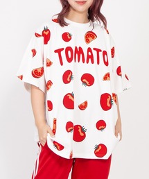 PUNYUS | 【新サイズ】フード総柄Ｔシャツ（KIWI・TOMATO）(Tシャツ/カットソー)