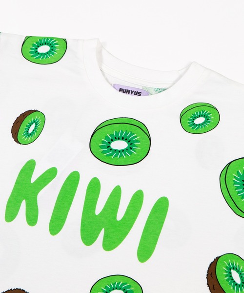PUNYUS（プニュズ）の「【新サイズ】フード総柄Ｔシャツ（KIWI・TOMATO）（Tシャツ/カットソー・レディース・レッド/グリーン・5/4/3/2/1）」の5枚目の写真