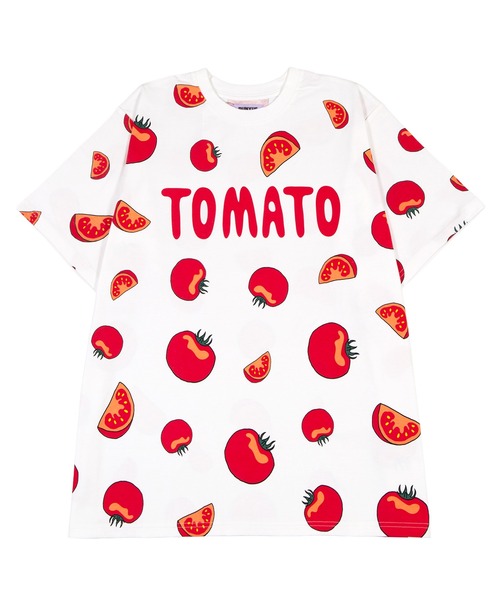 PUNYUS（プニュズ）の「【新サイズ】フード総柄Ｔシャツ（KIWI・TOMATO）（Tシャツ/カットソー・レディース・レッド/グリーン・5/4/3/2/1）」の7枚目の写真