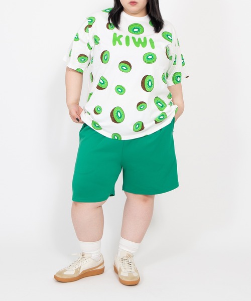 PUNYUS（プニュズ）の「【新サイズ】フード総柄Ｔシャツ（KIWI・TOMATO）（Tシャツ/カットソー・レディース・レッド/グリーン・5/4/3/2/1）」の14枚目の写真