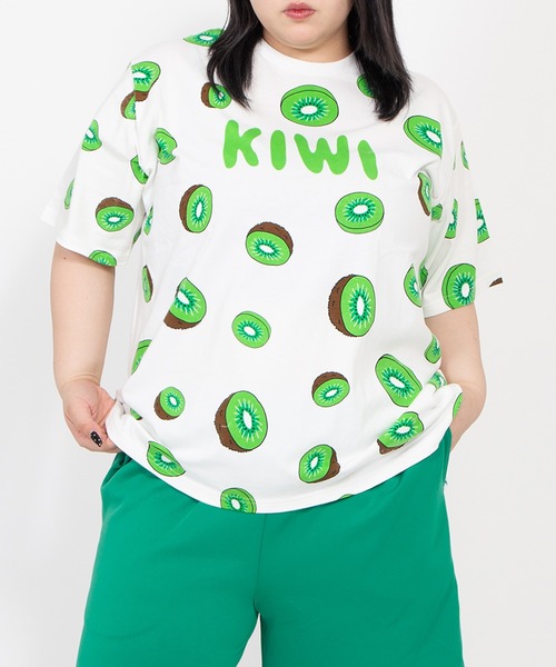 PUNYUS（プニュズ）の「【新サイズ】フード総柄Ｔシャツ（KIWI・TOMATO）（Tシャツ/カットソー・レディース・レッド/グリーン・5/4/3/2/1）」の15枚目の写真