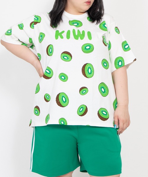 PUNYUS（プニュズ）の「【新サイズ】フード総柄Ｔシャツ（KIWI・TOMATO）（Tシャツ/カットソー・レディース・レッド/グリーン・5/4/3/2/1）」の17枚目の写真