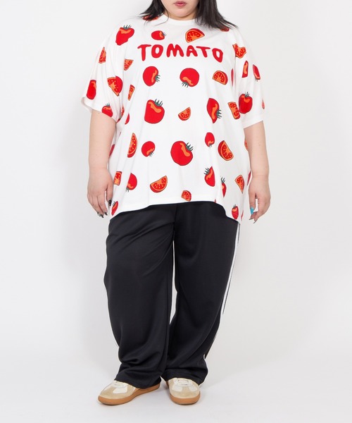 PUNYUS（プニュズ）の「【新サイズ】フード総柄Ｔシャツ（KIWI・TOMATO）（Tシャツ/カットソー・レディース・レッド/グリーン・5/4/3/2/1）」の18枚目の写真