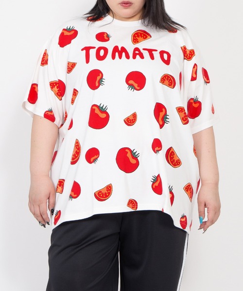PUNYUS（プニュズ）の「【新サイズ】フード総柄Ｔシャツ（KIWI・TOMATO）（Tシャツ/カットソー・レディース・レッド/グリーン・5/4/3/2/1）」の19枚目の写真