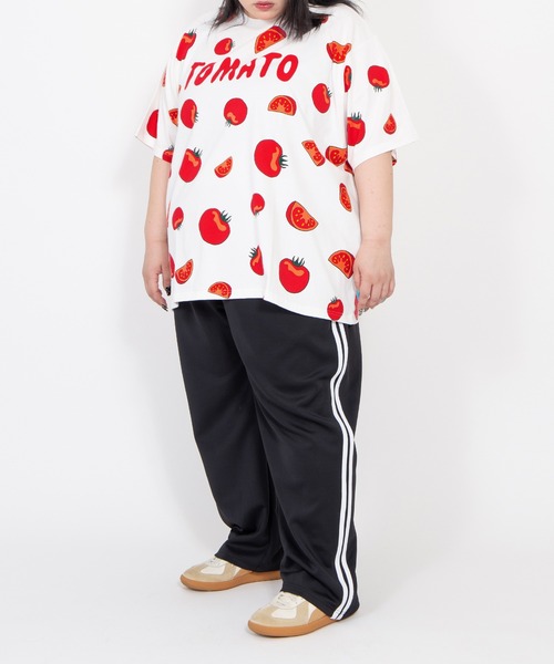 PUNYUS（プニュズ）の「【新サイズ】フード総柄Ｔシャツ（KIWI・TOMATO）（Tシャツ/カットソー・レディース・レッド/グリーン・5/4/3/2/1）」の20枚目の写真
