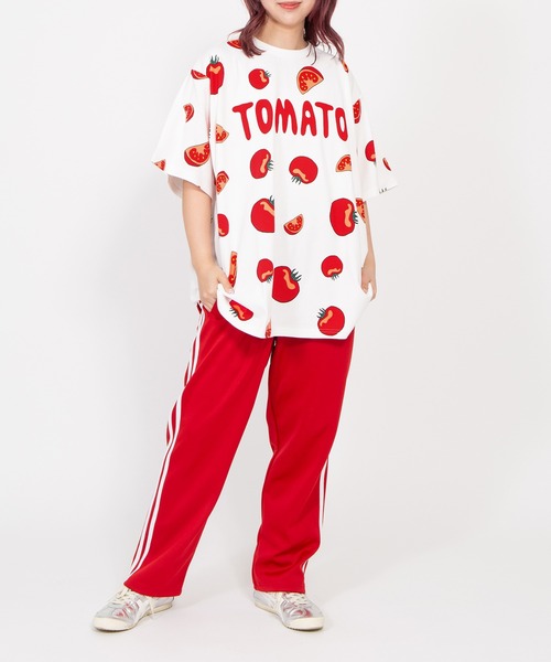 PUNYUS（プニュズ）の「【新サイズ】フード総柄Ｔシャツ（KIWI・TOMATO）（Tシャツ/カットソー・レディース・レッド/グリーン・5/4/3/2/1）」の12枚目の写真