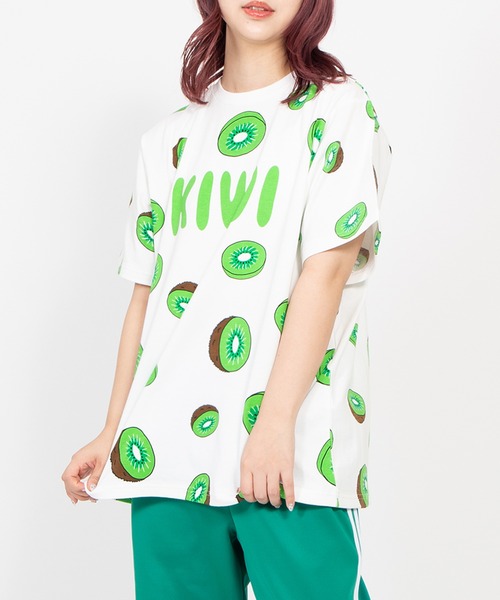 PUNYUS（プニュズ）の「【新サイズ】フード総柄Ｔシャツ（KIWI・TOMATO）（Tシャツ/カットソー・レディース・レッド/グリーン・5/4/3/2/1）」の8枚目の写真