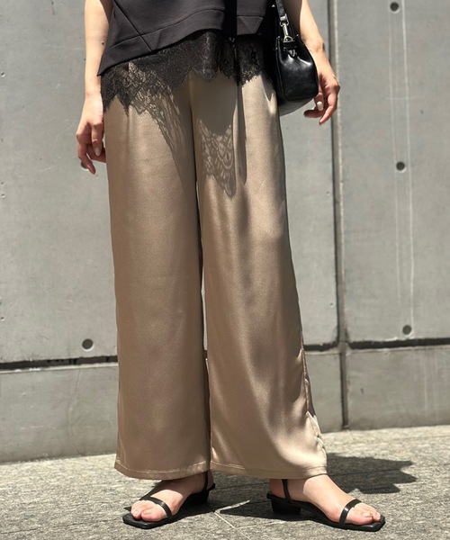 Emma Taylor(エマテイラー)の「ストレッチサテンタックワイドイージーパンツ(その他パンツ・レディース・チャコールグレー/ブラック/ベージュ系2・FREE)」の7枚目の写真