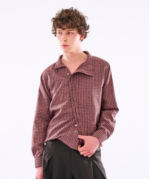 セール】【 3color / 3size 】ASYMMETRICAL STAND NECK BUTTON