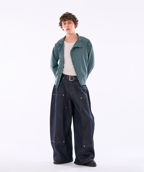 WISH FOR EVER(ウィッシュフォーエバー)の「【 3color / 3size 】ASYMMETRICAL STAND NECK BUTTON SEERSOCCER SHIRT / アシンメトリースタンドネックシアサッカーシャツ(シャツ/ブラウス・メンズ・ネイビー/グリーン/ピンク・MEDIUM/SMALL/LARGE)」の13枚目の写真