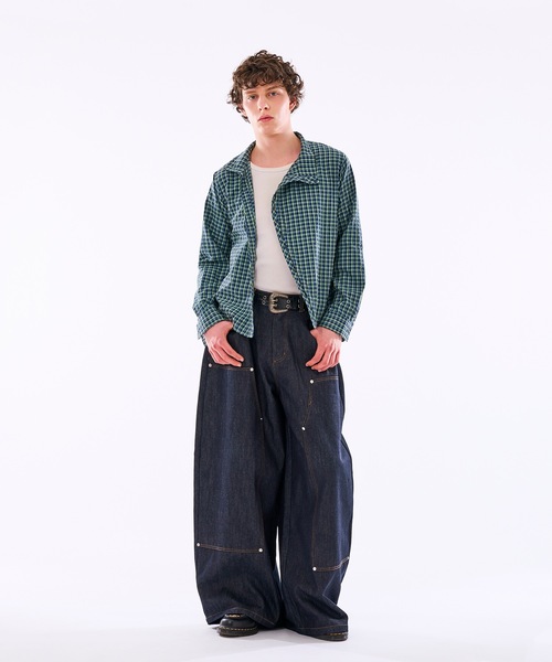 WISH FOR EVER(ウィッシュフォーエバー)の「【 3color / 3size 】ASYMMETRICAL STAND NECK BUTTON SEERSOCCER SHIRT / アシンメトリースタンドネックシアサッカーシャツ(シャツ/ブラウス・メンズ・ネイビー/グリーン/ピンク・MEDIUM/SMALL/LARGE)」の11枚目の写真