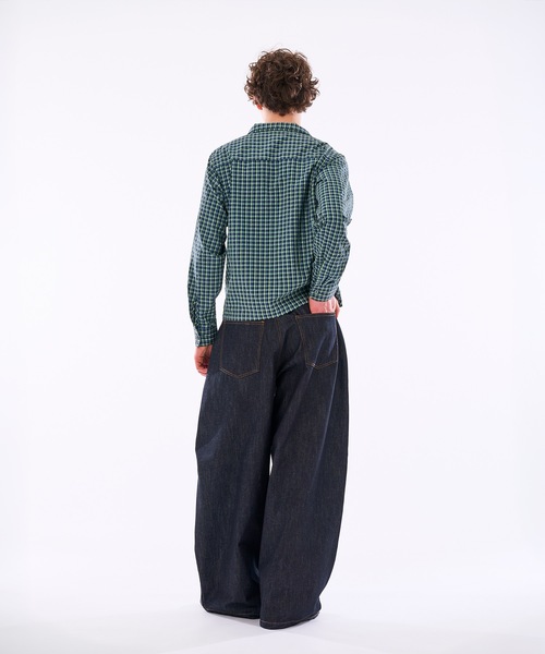 WISH FOR EVER(ウィッシュフォーエバー)の「【 3color / 3size 】ASYMMETRICAL STAND NECK BUTTON SEERSOCCER SHIRT / アシンメトリースタンドネックシアサッカーシャツ(シャツ/ブラウス・メンズ・ネイビー/グリーン/ピンク・MEDIUM/SMALL/LARGE)」の7枚目の写真