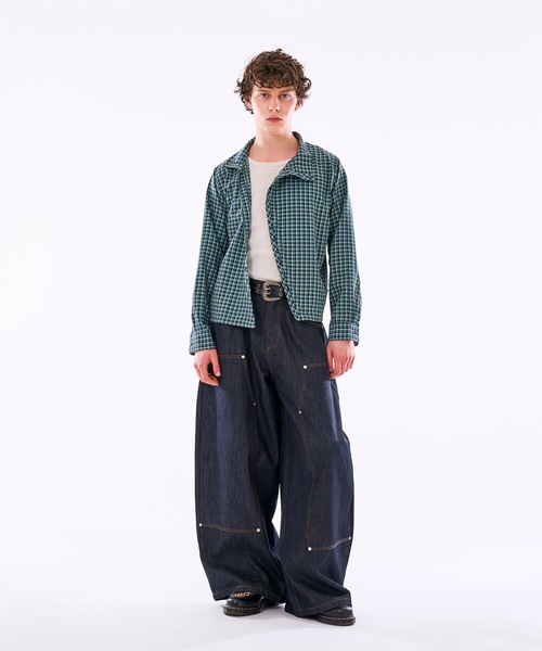 WISH FOR EVER(ウィッシュフォーエバー)の「【 3color / 3size 】ASYMMETRICAL STAND NECK BUTTON SEERSOCCER SHIRT / アシンメトリースタンドネックシアサッカーシャツ(シャツ/ブラウス・メンズ・ネイビー/グリーン/ピンク・MEDIUM/SMALL/LARGE)」の9枚目の写真