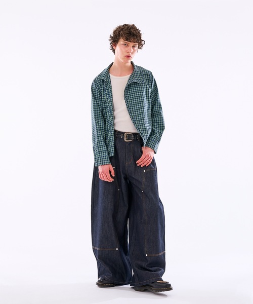 WISH FOR EVER(ウィッシュフォーエバー)の「【 3color / 3size 】ASYMMETRICAL STAND NECK BUTTON SEERSOCCER SHIRT / アシンメトリースタンドネックシアサッカーシャツ(シャツ/ブラウス・メンズ・ネイビー/グリーン/ピンク・MEDIUM/SMALL/LARGE)」の10枚目の写真