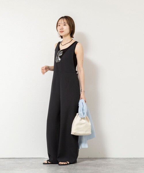 NOLLEY’S（ノーリーズ）の「ウォッシャブル多機能ツイルサロペットパンツ（サロペット/オーバーオール・レディース・ブラック/ブラック系その他3・FREE）」の9枚目の写真