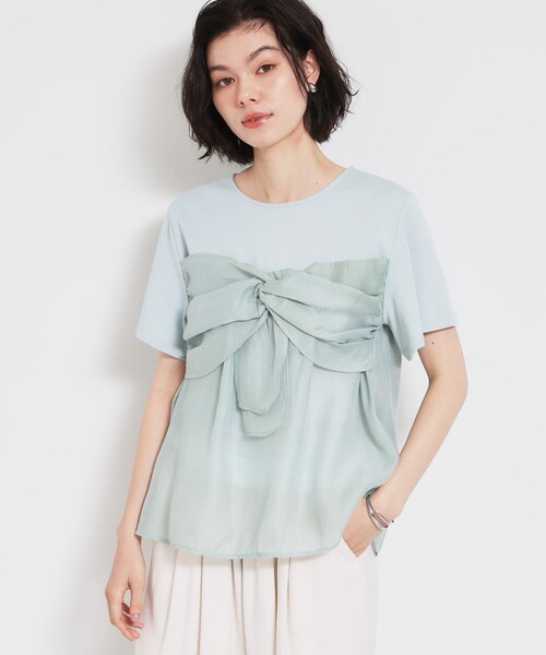 THE SHOP TK (ザ ショップ ティーケー )の「【ひんやり/吸水速乾/UV】ビスチェ風 切り替えTシャツ(Tシャツ/カットソー・レディース・アイボリー/ブラック/グリーン系・13/12)」の3枚目の写真