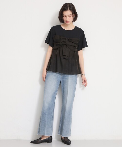 THE SHOP TK (ザ ショップ ティーケー )の「【ひんやり/吸水速乾/UV】ビスチェ風 切り替えTシャツ(Tシャツ/カットソー・レディース・アイボリー/ブラック/グリーン系・13/12)」の7枚目の写真