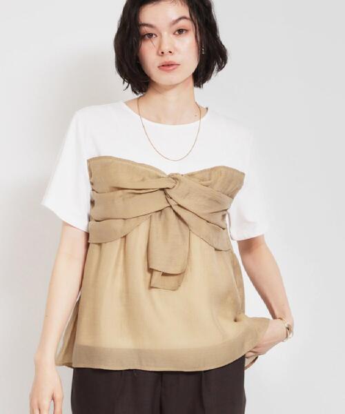 THE SHOP TK (ザ ショップ ティーケー )の「【ひんやり/吸水速乾/UV】ビスチェ風 切り替えTシャツ(Tシャツ/カットソー・レディース・アイボリー/ブラック/グリーン系・13/12)」の10枚目の写真