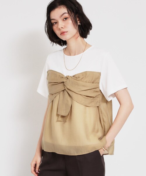 THE SHOP TK (ザ ショップ ティーケー )の「【ひんやり/吸水速乾/UV】ビスチェ風 切り替えTシャツ(Tシャツ/カットソー・レディース・アイボリー/ブラック/グリーン系・13/12)」の11枚目の写真