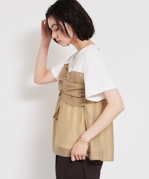 THE SHOP TK (ザ ショップ ティーケー )の「【ひんやり/吸水速乾/UV】ビスチェ風 切り替えTシャツ(Tシャツ/カットソー・レディース・アイボリー/ブラック/グリーン系・13/12)」の12枚目の写真