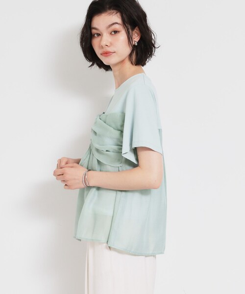 THE SHOP TK (ザ ショップ ティーケー )の「【ひんやり/吸水速乾/UV】ビスチェ風 切り替えTシャツ(Tシャツ/カットソー・レディース・アイボリー/ブラック/グリーン系・13/12)」の15枚目の写真