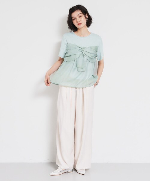 THE SHOP TK (ザ ショップ ティーケー )の「【ひんやり/吸水速乾/UV】ビスチェ風 切り替えTシャツ(Tシャツ/カットソー・レディース・アイボリー/ブラック/グリーン系・13/12)」の17枚目の写真