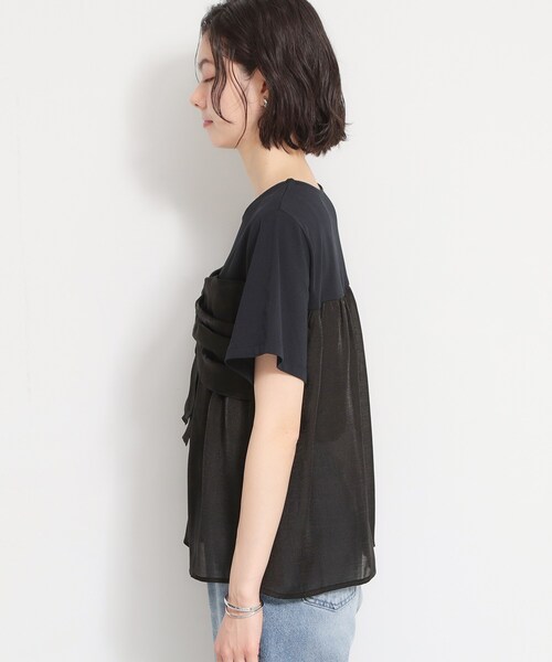THE SHOP TK (ザ ショップ ティーケー )の「【ひんやり/吸水速乾/UV】ビスチェ風 切り替えTシャツ(Tシャツ/カットソー・レディース・アイボリー/ブラック/グリーン系・13/12)」の20枚目の写真