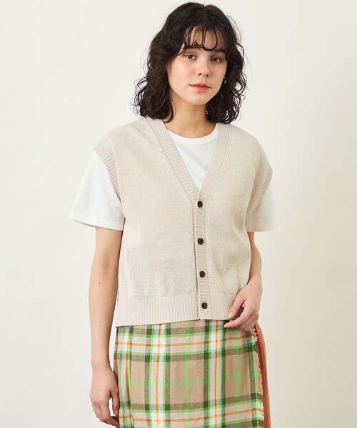 MACKINTOSH PHILOSOPHY(マッキントッシュ フィロソフィー)の「GREY LABEL ペーパーヤーンニットベスト(ベスト・レディース・ベージュ/ブラック/ブラウン・2)」の3枚目の写真