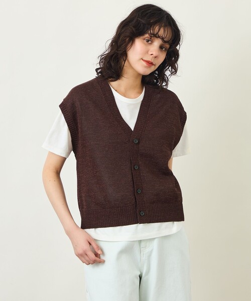 MACKINTOSH PHILOSOPHY(マッキントッシュ フィロソフィー)の「GREY LABEL ペーパーヤーンニットベスト(ベスト・レディース・ベージュ/ブラック/ブラウン・2)」の2枚目の写真