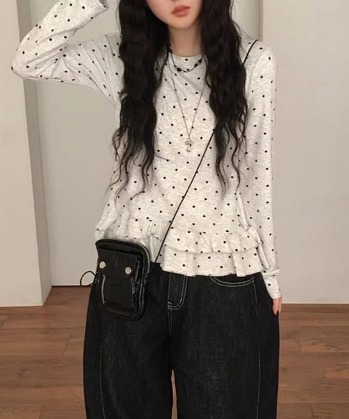 almo（アルモ）の「【TUNE】ドットフリルカットソー（Tシャツ/カットソー・レディース・ブルー・FREE）」の4枚目の写真
