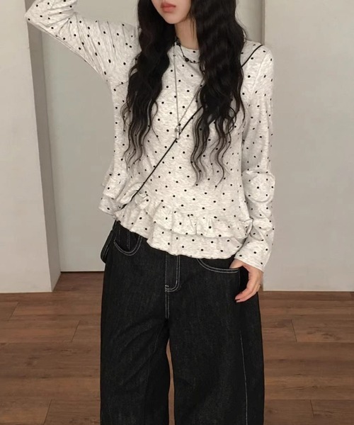 almo（アルモ）の「【TUNE】ドットフリルカットソー（Tシャツ/カットソー・レディース・ブルー・FREE）」の6枚目の写真