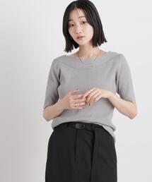 前後2wayボート&アシメネックリブニットトップス