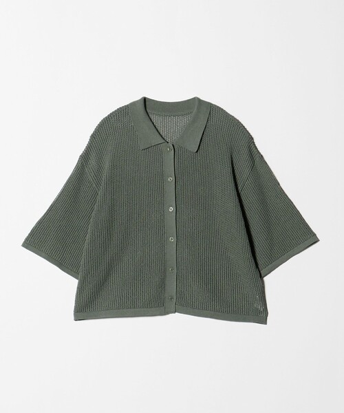 A DAY IN THE LIFE UNITED ARROWS（アデイインザライフユナイテッドアローズ）の「メッシュ ポロカーディガン 5分袖 ‐ウォッシャブル‐＜A DAY IN THE LIFE＞（カーディガン/ボレロ・レディース・ナチュラル/ブラック/オリーブ/その他1・FREE）」の3枚目の写真