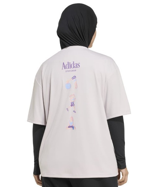 adidas(アディダス)の「アディダス adidas ソフト スポーツ グラフィックTシャツ(Tシャツ/カットソー・レディース・ベビーピンク/ブラック/ダークブルー・S/M/L/XL)」の3枚目の写真