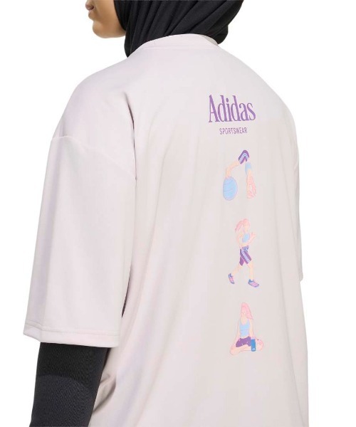 adidas(アディダス)の「アディダス adidas ソフト スポーツ グラフィックTシャツ(Tシャツ/カットソー・レディース・ベビーピンク/ブラック/ダークブルー・S/M/L/XL)」の15枚目の写真