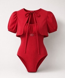 Back ribbon gather flare mini onepiece(eme10704)（スカート）｜M me