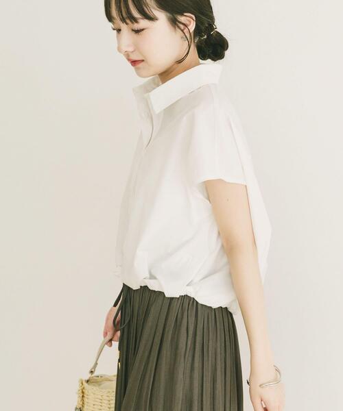 ITEMS URBANRESEARCH(アイテムズ アーバンリサーチ)の「バルーンフレンチシャツ(シャツ/ブラウス・レディース・ブルー系その他/ホワイト/ネイビー・FREE)」の1枚目の写真