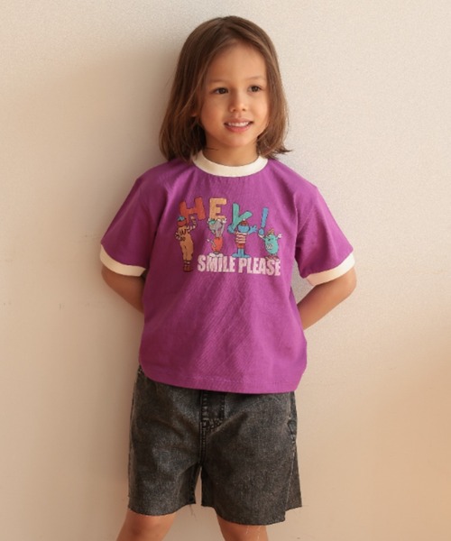 Ocean&Ground(オーシャン&グラウンド)の「HEY! リンガーT【Online Exclusive】(Tシャツ/カットソー・キッズ・パープル/オフホワイト/ライトブルー・140/80/90/100/110/120/130)」の3枚目の写真
