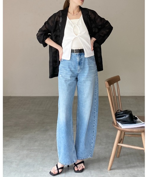 She's Closet（シーズクローゼット）の「フロントオープン クロス ツイストデザイン リブタンクトップ（タンクトップ・レディース・ホワイト/グレー/ブラック・FREE）」の12枚目の写真