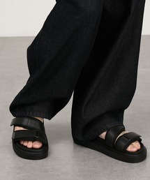 CIYOT（シヨウト）の「【CIYOT】レザレット フラットソール ベルクロ ストラップサンダル（サンダル）」