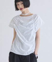 フロントギャザーホルターネックプルオーバーTシャツ